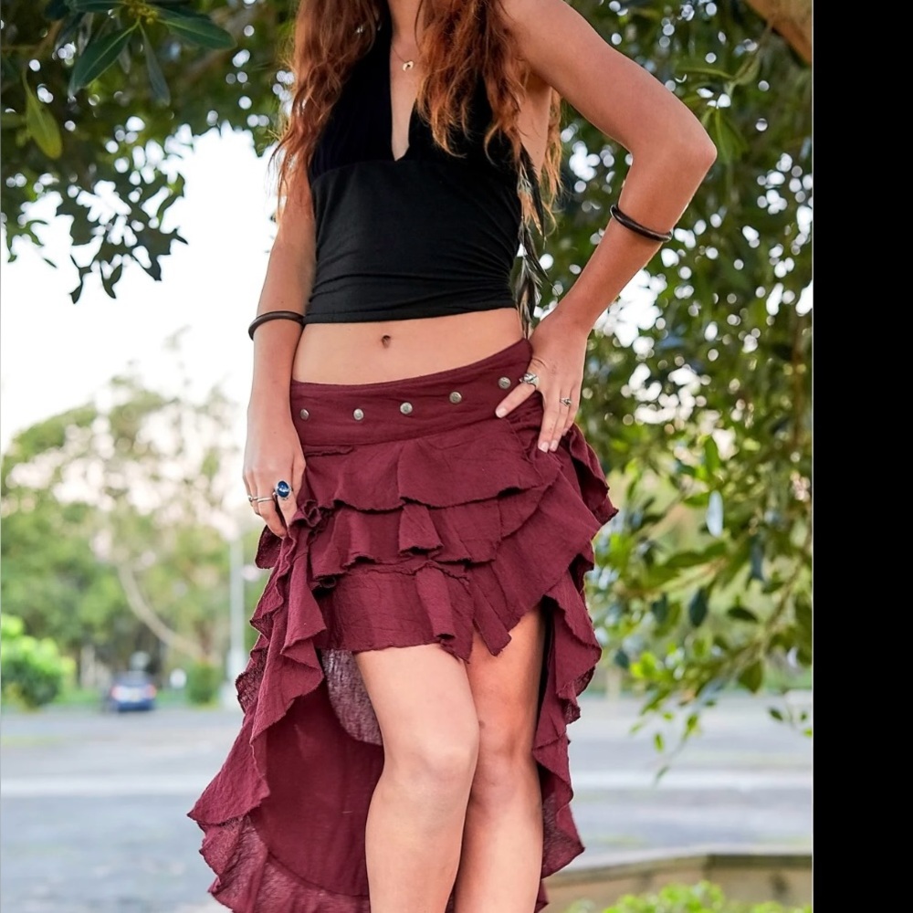 Black Ruffled festival wrap skirt